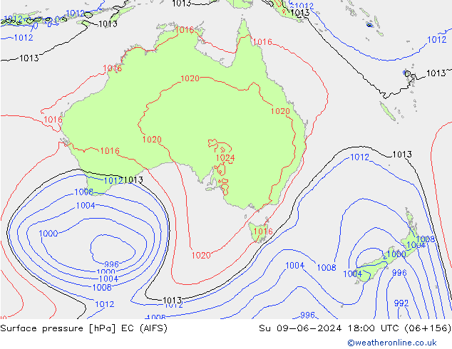 Yer basıncı EC (AIFS) Paz 09.06.2024 18 UTC