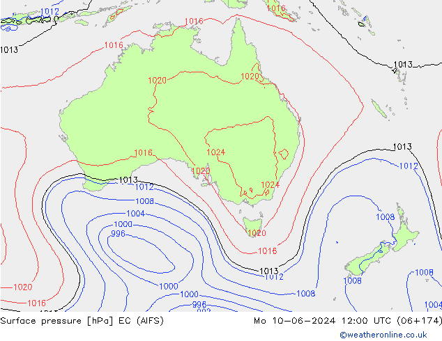Yer basıncı EC (AIFS) Pzt 10.06.2024 12 UTC