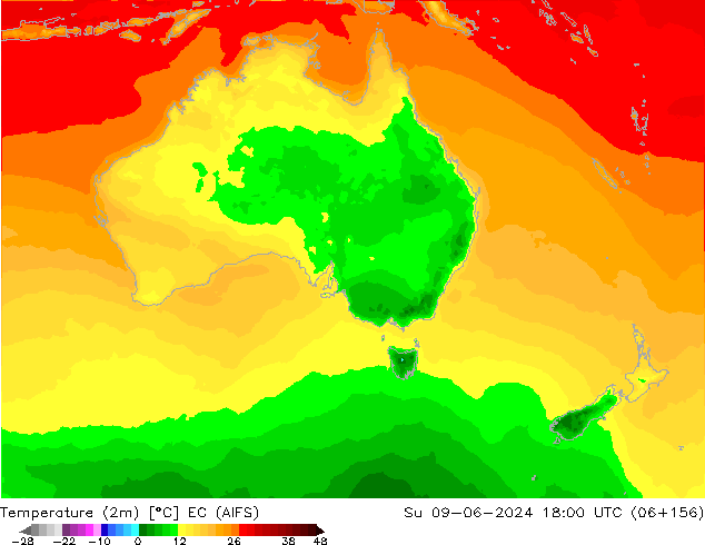 Temperatura (2m) EC (AIFS) Dom 09.06.2024 18 UTC