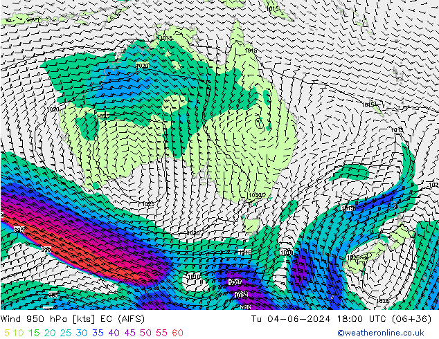 ветер 950 гПа EC (AIFS) вт 04.06.2024 18 UTC