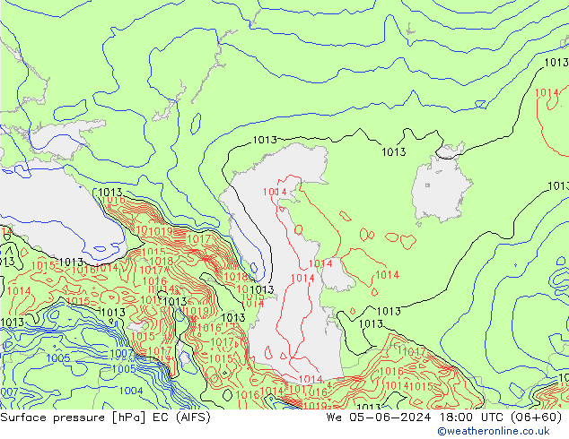 Presión superficial EC (AIFS) mié 05.06.2024 18 UTC