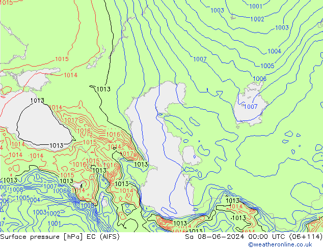 Surface pressure EC (AIFS) Sa 08.06.2024 00 UTC