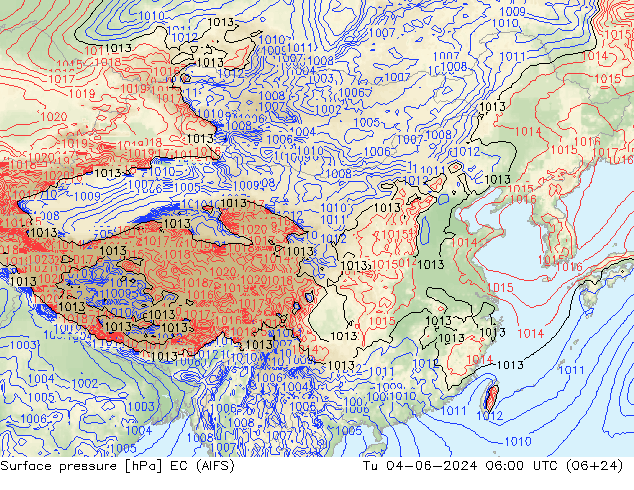 地面气压 EC (AIFS) 星期二 04.06.2024 06 UTC