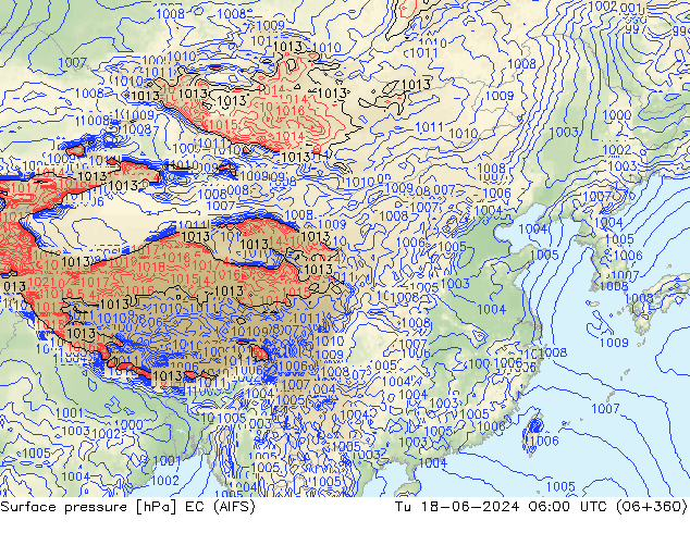 Surface pressure EC (AIFS) Tu 18.06.2024 06 UTC