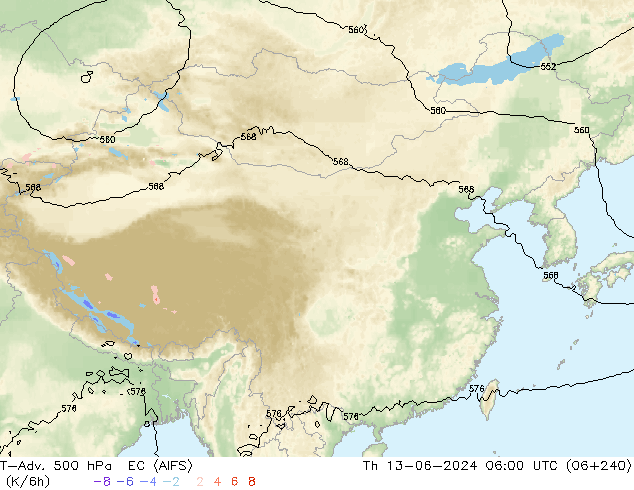 T-Adv. 500 hPa EC (AIFS) 星期四 13.06.2024 06 UTC