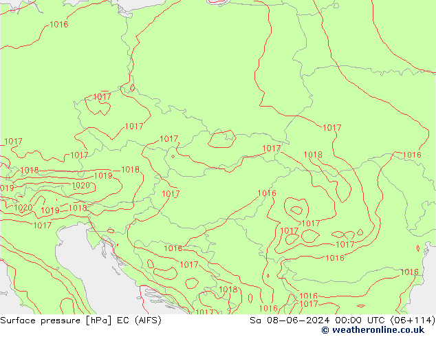 ciśnienie EC (AIFS) so. 08.06.2024 00 UTC