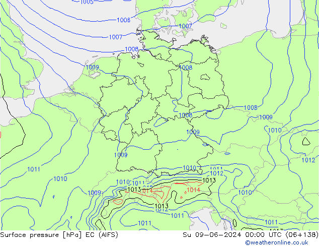 Surface pressure EC (AIFS) Su 09.06.2024 00 UTC