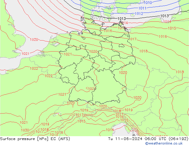 pression de l'air EC (AIFS) mar 11.06.2024 06 UTC