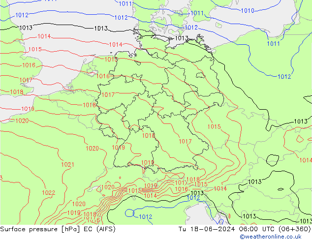 Yer basıncı EC (AIFS) Sa 18.06.2024 06 UTC