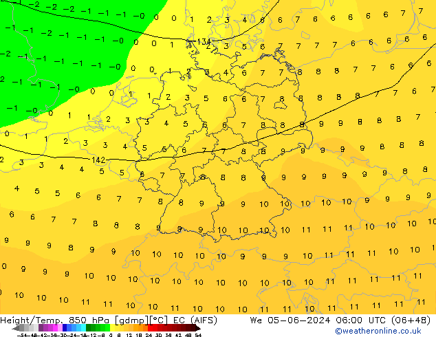 Height/Temp. 850 hPa EC (AIFS)  05.06.2024 06 UTC