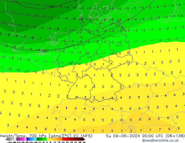 Height/Temp. 700 hPa EC (AIFS)  09.06.2024 00 UTC