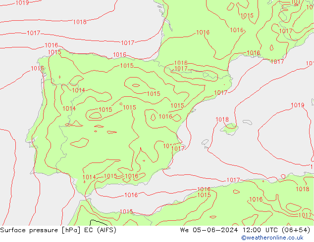 Surface pressure EC (AIFS) We 05.06.2024 12 UTC