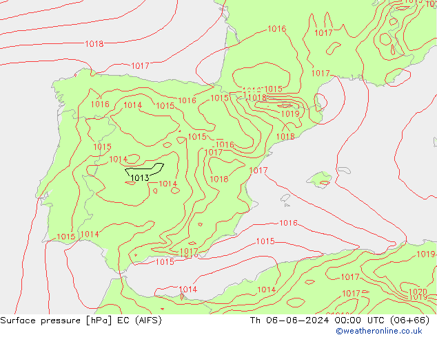 Luchtdruk (Grond) EC (AIFS) do 06.06.2024 00 UTC