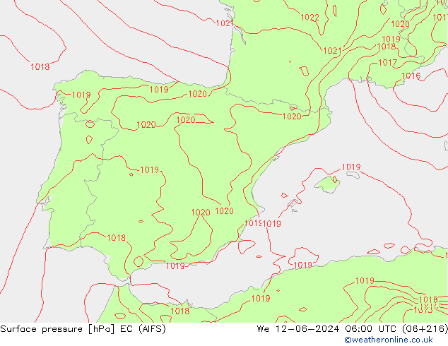 Surface pressure EC (AIFS) We 12.06.2024 06 UTC