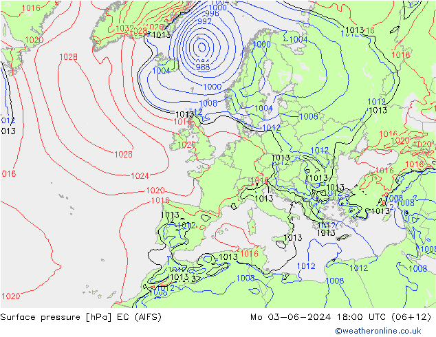 pression de l'air EC (AIFS) lun 03.06.2024 18 UTC