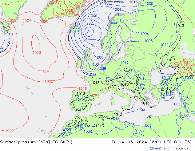 приземное давление EC (AIFS) вт 04.06.2024 18 UTC