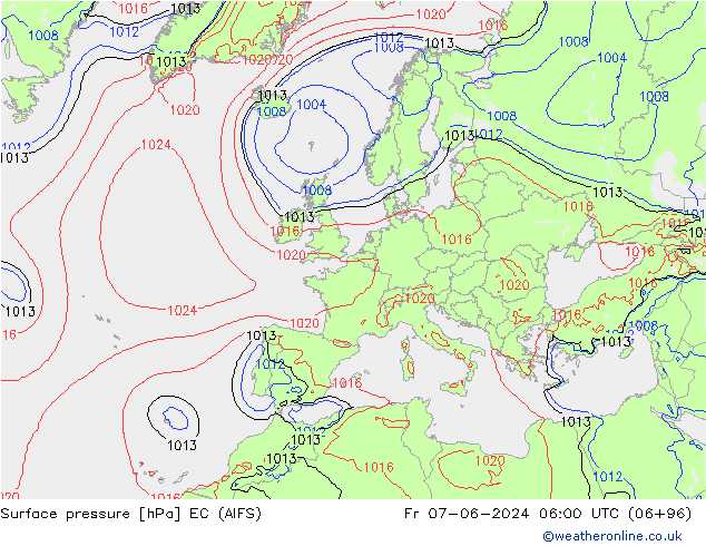 Bodendruck EC (AIFS) Fr 07.06.2024 06 UTC