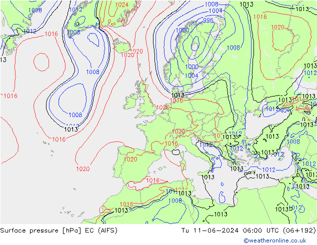 Luchtdruk (Grond) EC (AIFS) di 11.06.2024 06 UTC