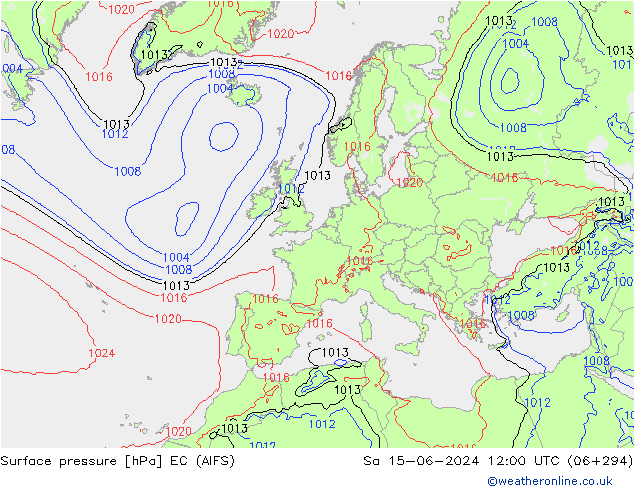 приземное давление EC (AIFS) сб 15.06.2024 12 UTC