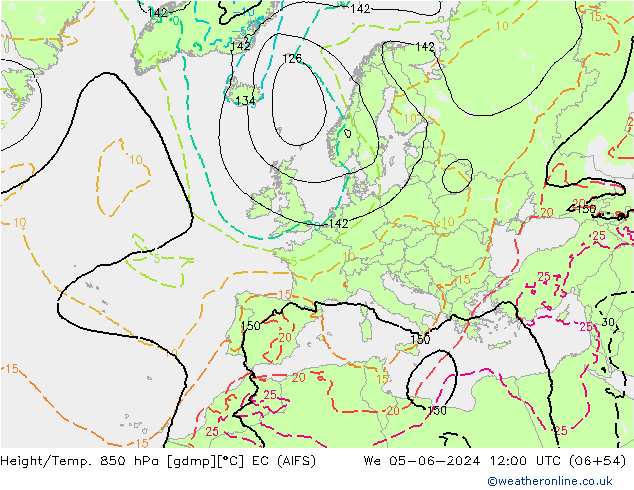 Height/Temp. 850 hPa EC (AIFS) Qua 05.06.2024 12 UTC