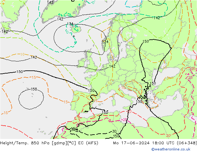 Height/Temp. 850 hPa EC (AIFS) Seg 17.06.2024 18 UTC