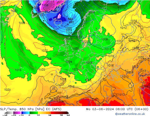 SLP/Temp. 850 hPa EC (AIFS) ma 03.06.2024 06 UTC