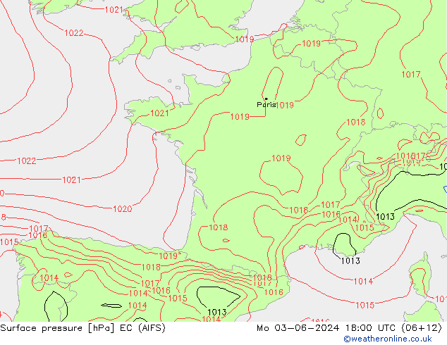 Surface pressure EC (AIFS) Mo 03.06.2024 18 UTC