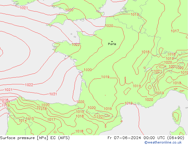 Surface pressure EC (AIFS) Fr 07.06.2024 00 UTC