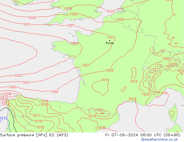 Luchtdruk (Grond) EC (AIFS) vr 07.06.2024 06 UTC