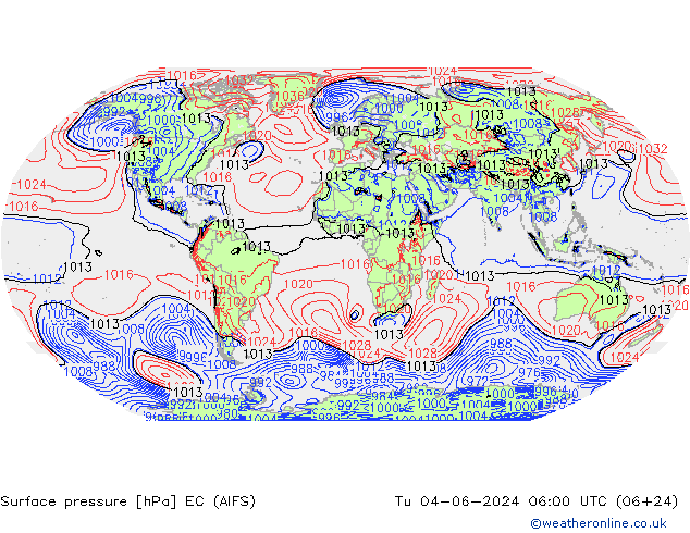 приземное давление EC (AIFS) вт 04.06.2024 06 UTC