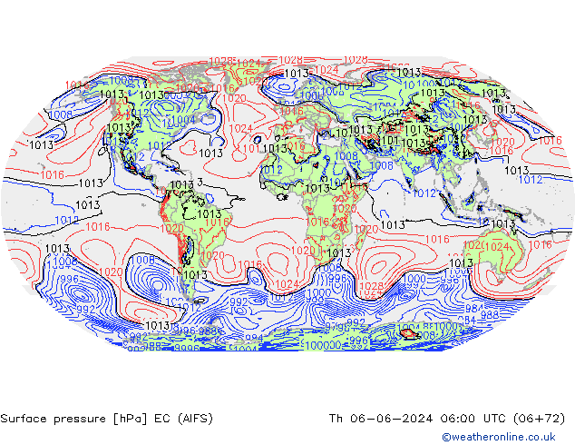 Pressione al suolo EC (AIFS) gio 06.06.2024 06 UTC