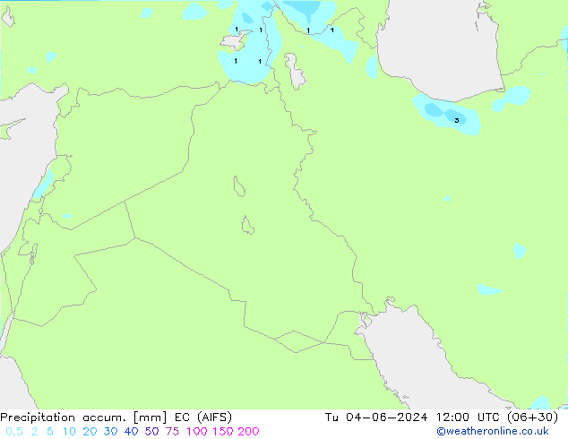 Precipitation accum. EC (AIFS) вт 04.06.2024 12 UTC