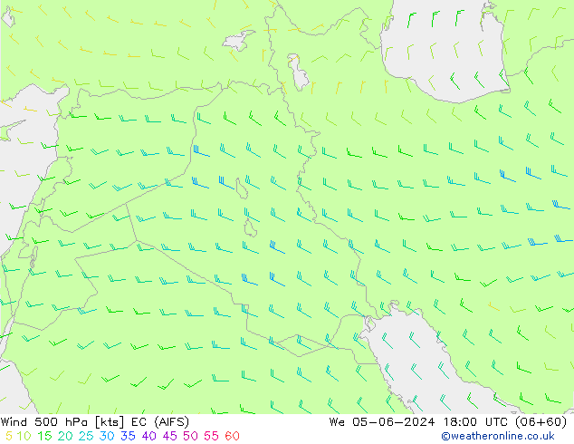 ветер 500 гПа EC (AIFS) ср 05.06.2024 18 UTC