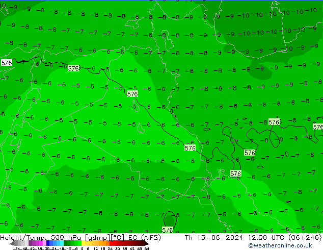 Géop./Temp. 500 hPa EC (AIFS) jeu 13.06.2024 12 UTC