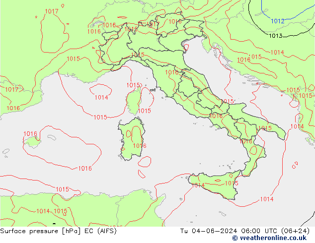 Yer basıncı EC (AIFS) Sa 04.06.2024 06 UTC