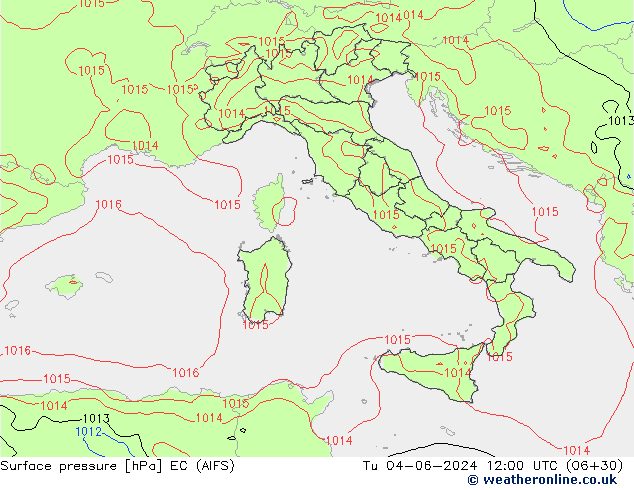 Atmosférický tlak EC (AIFS) Út 04.06.2024 12 UTC