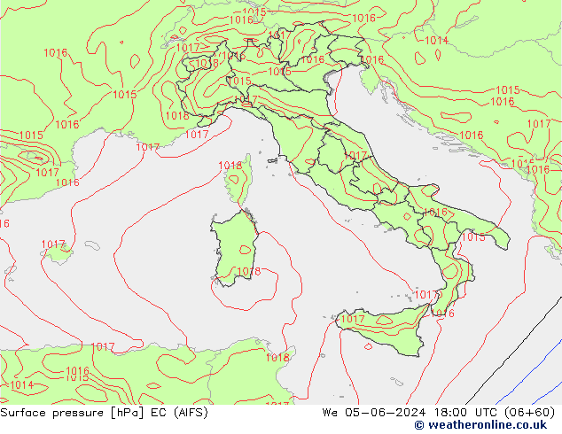 Surface pressure EC (AIFS) We 05.06.2024 18 UTC