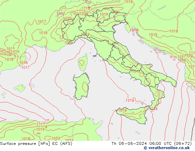 Pressione al suolo EC (AIFS) gio 06.06.2024 06 UTC