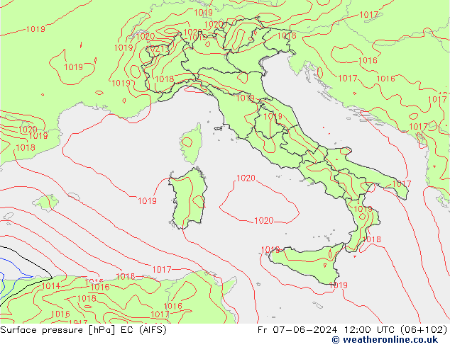 Surface pressure EC (AIFS) Fr 07.06.2024 12 UTC