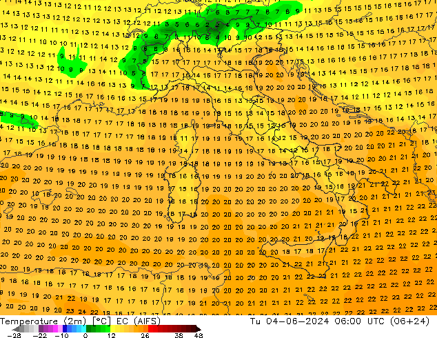 карта температуры EC (AIFS) вт 04.06.2024 06 UTC