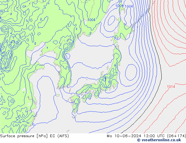 Atmosférický tlak EC (AIFS) Po 10.06.2024 12 UTC