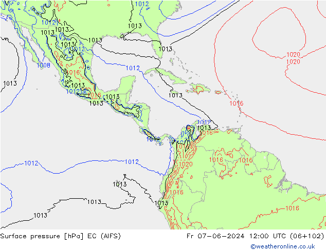 Surface pressure EC (AIFS) Fr 07.06.2024 12 UTC