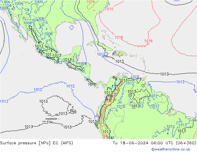 Surface pressure EC (AIFS) Tu 18.06.2024 06 UTC