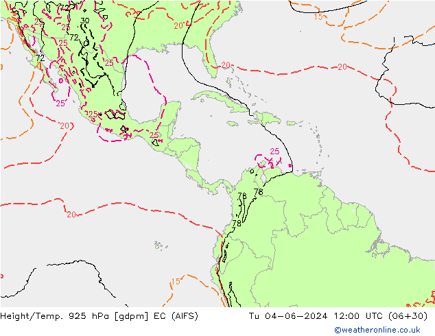 Height/Temp. 925 hPa EC (AIFS) Tu 04.06.2024 12 UTC