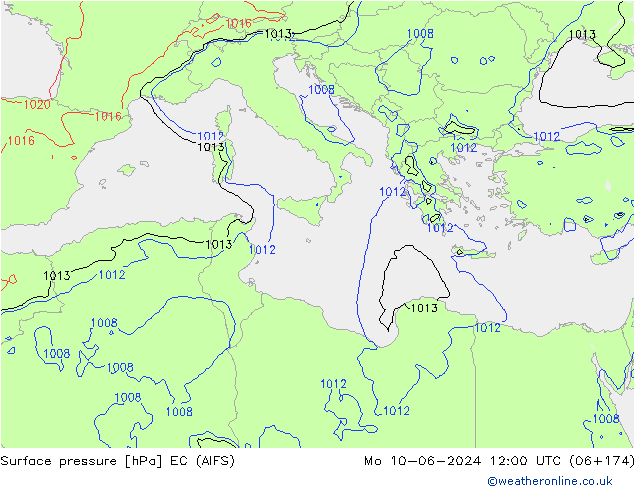 pression de l'air EC (AIFS) lun 10.06.2024 12 UTC