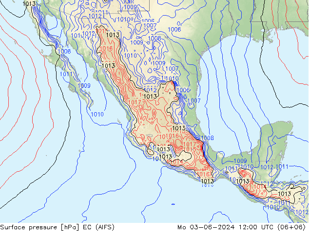 Presión superficial EC (AIFS) lun 03.06.2024 12 UTC