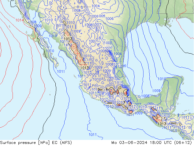 Presión superficial EC (AIFS) lun 03.06.2024 18 UTC