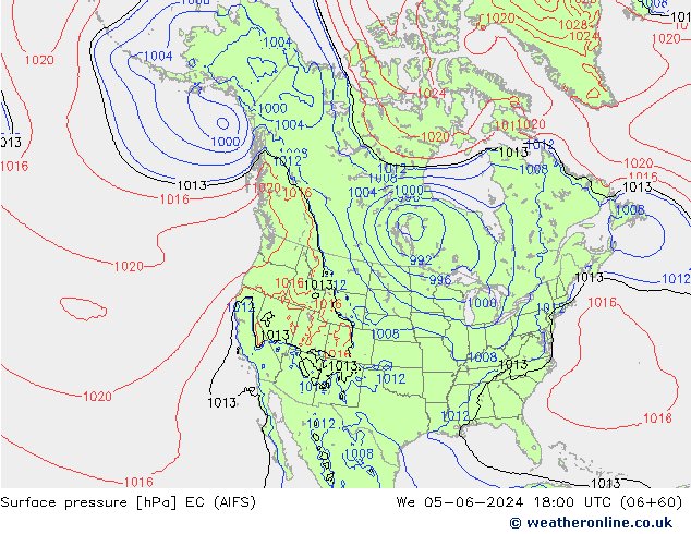 Surface pressure EC (AIFS) We 05.06.2024 18 UTC