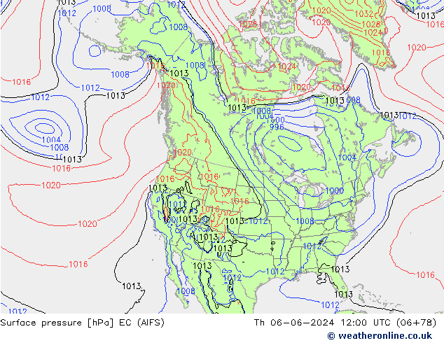 приземное давление EC (AIFS) чт 06.06.2024 12 UTC