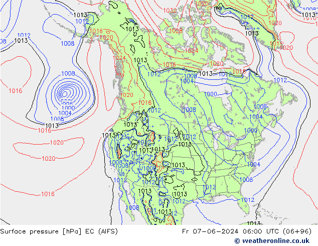 приземное давление EC (AIFS) пт 07.06.2024 06 UTC